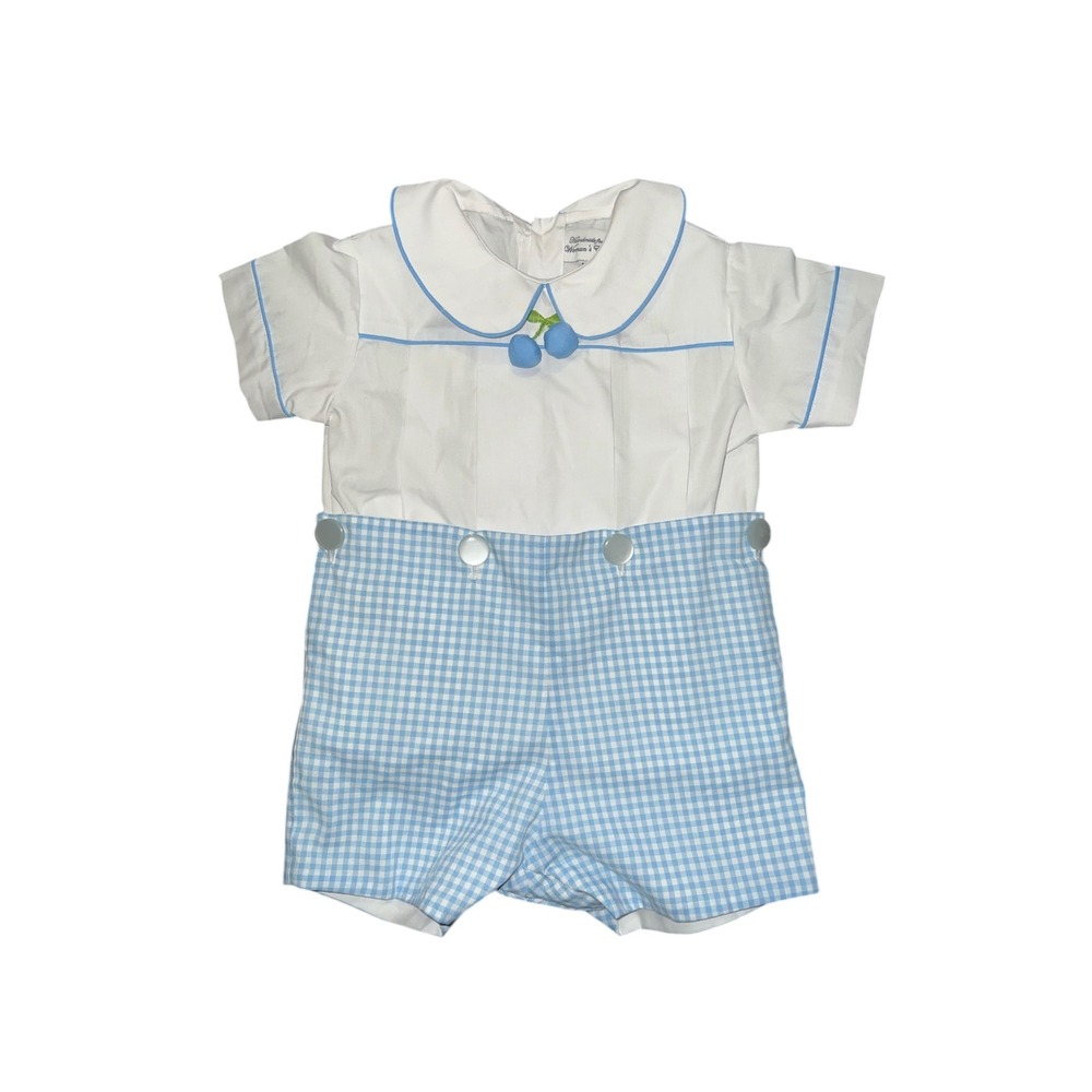 Cherry Thomas in Light Blue Gingham Handmade for The Woman's Exchange 12 months